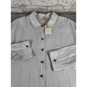 New MAGASCHONI Beaded Button Front 100%‎ European Linen Long Sleeve Shirt XL